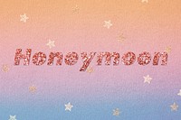 Glittery honeymoon word lettering font 