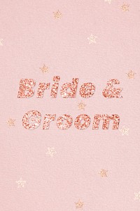 Bride &amp; groom typography on star patterned background