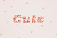 Glittery cute typography on heart patterned background