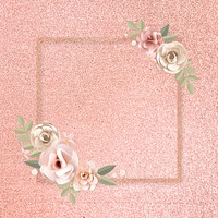 Square paper craft flower badge psd