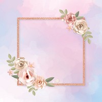 Square paper craft flower badge psd