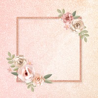 Square paper craft flower badge psd