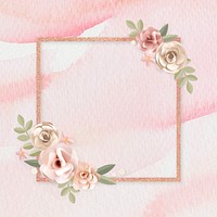 Square paper craft flower badge psd