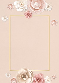 psd rectangle frame flower paper craft design