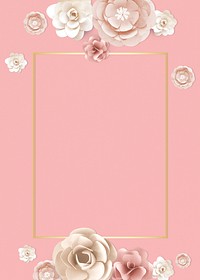 Psd floral paper craft rectangle frame design