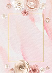 Psd rectangle frame floral paper craft design