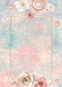 Psd rectangle frame floral paper craft design