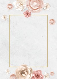 psd rectangle frame flower paper craft design