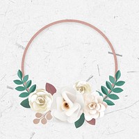 Round frame psd paper craft floral design