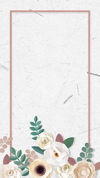 Paper craft flower element card psd