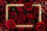 Red rose neon frame psd