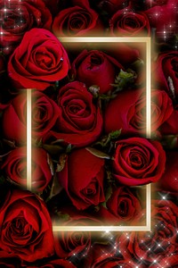 Red rose neon frame psd