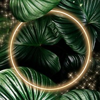 Botanical glowing neon frame psd