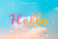 Hello word psd text effect doodle font typography