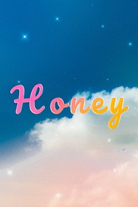Honey text doodle colorful hand writing