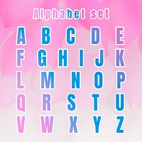 Psd gradient blue alphabet set