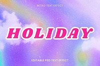 Psd purple Holiday word aesthetic abstract cloudscape wallpaper