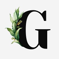 Botanical capital letter G font design