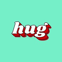 Hug word retro bold font typography