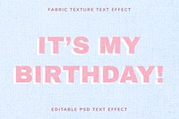 Pink psd editable fabric text effect template