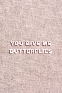 You give me butterflies word typography love message