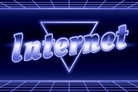 Neon blue 80s internet word grid lines