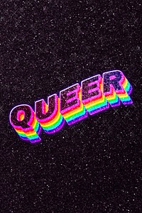 Queer rainbow typography 3D text 