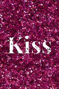 Glittery kiss text typography word