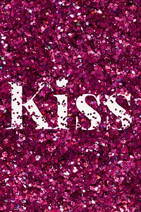 Kiss word psd glitter typography