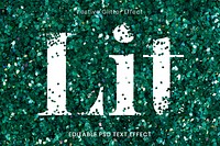 Green glitter lit editable text effect template psd