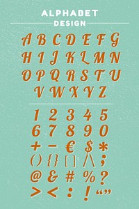 Alphabets, punctuations, symbols, retro lettering printable in vintage typography style