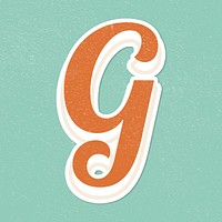 Letter G retro vintage lettering sticker