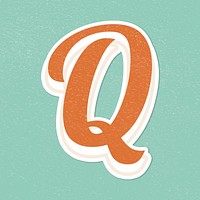 Letter Q retro bold font typography and lettering sticker