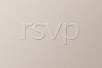 RSVP embossed font white paper background