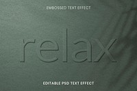 Word embossed editable psd text effect on green