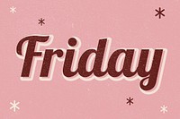 Friday retro word typography on a pink background