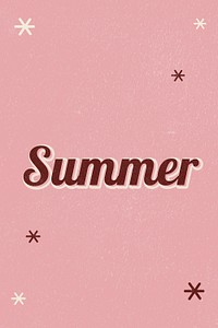 Summer retro word typography on a pink background