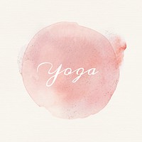 Yoga calligraphy on pastel pink watercolor texture