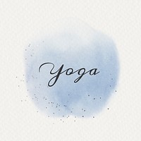 Yoga calligraphy on pastel blue watercolor