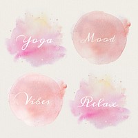 Watercolor word badge template set typography