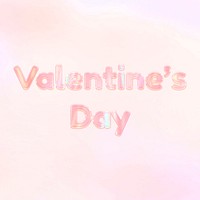 Valentine&#39;s day pastel gradient orange shiny holographic lettering