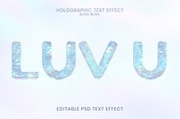 Holographic text effect editable psd template 
