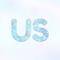 Us word holographic effect pastel blue typography