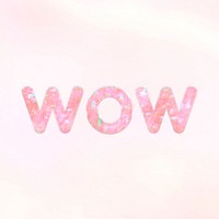 Shiny wow word holographic pastel font
