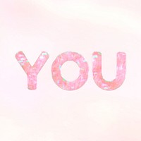 Shiny you word holographic pastel font