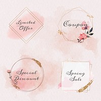 Pink sale badge template set feminine frames