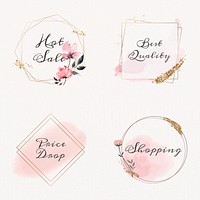 Sale and shopping badge template set feminine frames