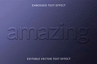 Embossed editable vector text effect template purple paper textured background