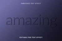 Embossed editable psd text effect template purple paper textured background