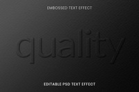 Embossed editable psd text effect template dark paper textured background